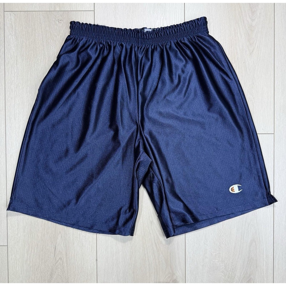 VTG Y2K Champion Basketball Mesh Shorts Navy Blue Men Large Elastic Athletic Gym